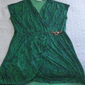 Michael Kors Green and Navy Wrap Dress